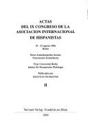 Tapa de Actas del IX Congreso de la Asociación Internacional de Hispanistas : 18-23 agosto 1986, Berlin : Ibero-Amerikanisches Institut, Preussischer Kulturbesitz, Freie Universität Berlin, Institut für Romanische Philologie