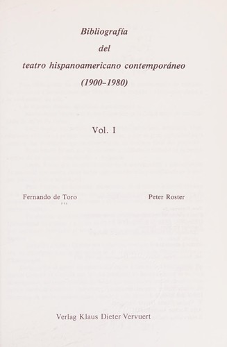 Tapa de Bibliografía del teatro hispanoamericano contemporáneo (1900-1980)