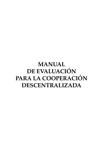 Tapa de Manual de evaluación para la cooperación descentralizada