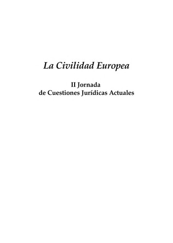 Tapa de La civilidad europea II jornada de cuestiones jurídicas actuales