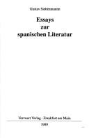 Tapa de Essays zur spanischen Literatur