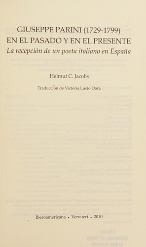 Tapa de Giuseppe Parini (1729-1799) en el pasado y en el presente : la recepción de un poeta italiano en España