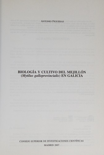 Tapa de Biología y cultivo del mejillón (Mytilus galloprovincialis) en Galicia