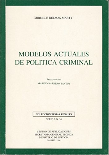Tapa de Modelos actuales de política criminal