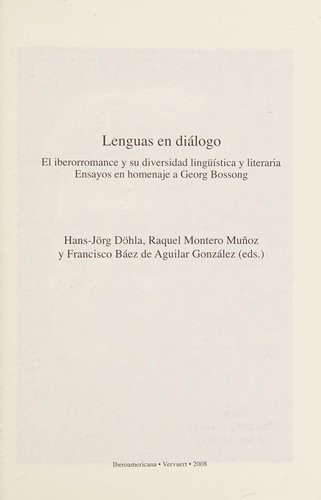 Tapa de Lenguas en diálogo : el iberorromance y su diversidad lingüística y literaria : ensayos en homenaje a Georg Bossong