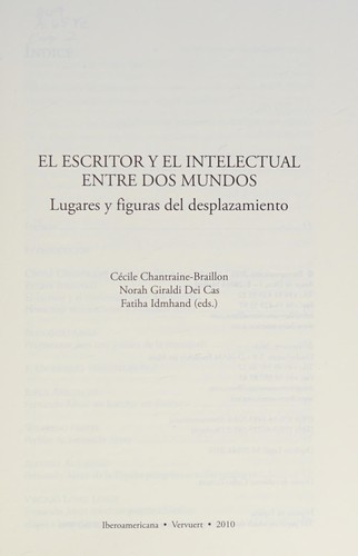 Tapa de El escritor y el intelectual entre dos mundos : lugares y figuras del desplazamiento