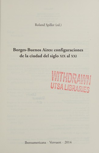 Tapa de Borges-Buenos Aires : configuraciones de la ciudad del siglo XIX al XXI