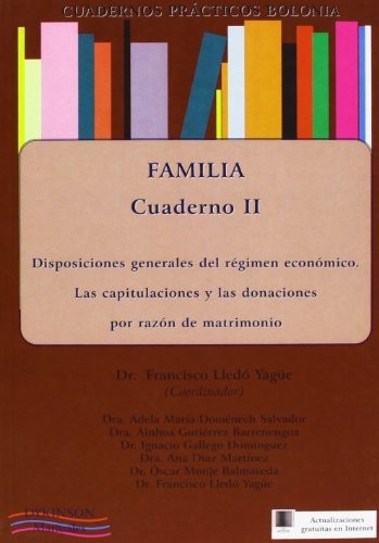 Tapa de Disposiciones generales del régimen económico : las capitulaciones y las donaciones por razón de matrimonio