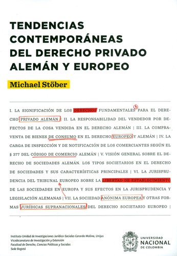 Tapa de Tendencias contemporáneas del derecho privado alemán y europeo
