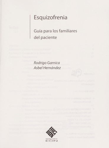 Tapa de Esquizofrenia : guía para los familiares del paciente