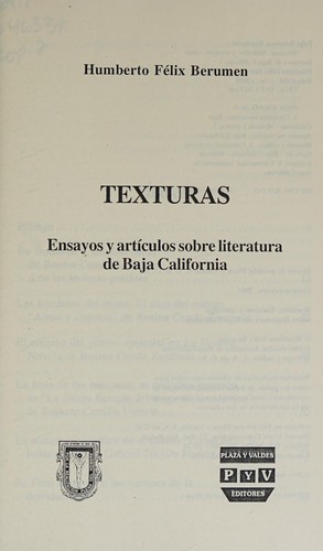 Tapa de Texturas : ensayos y artículos sobre literatura de Baja California