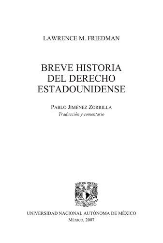 Tapa de Breve historia del derecho estadounidense